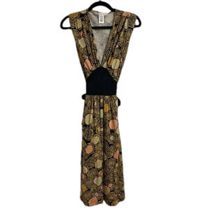 Diane Von Furstenberg silk blend printed tie back dress vintage Y2K